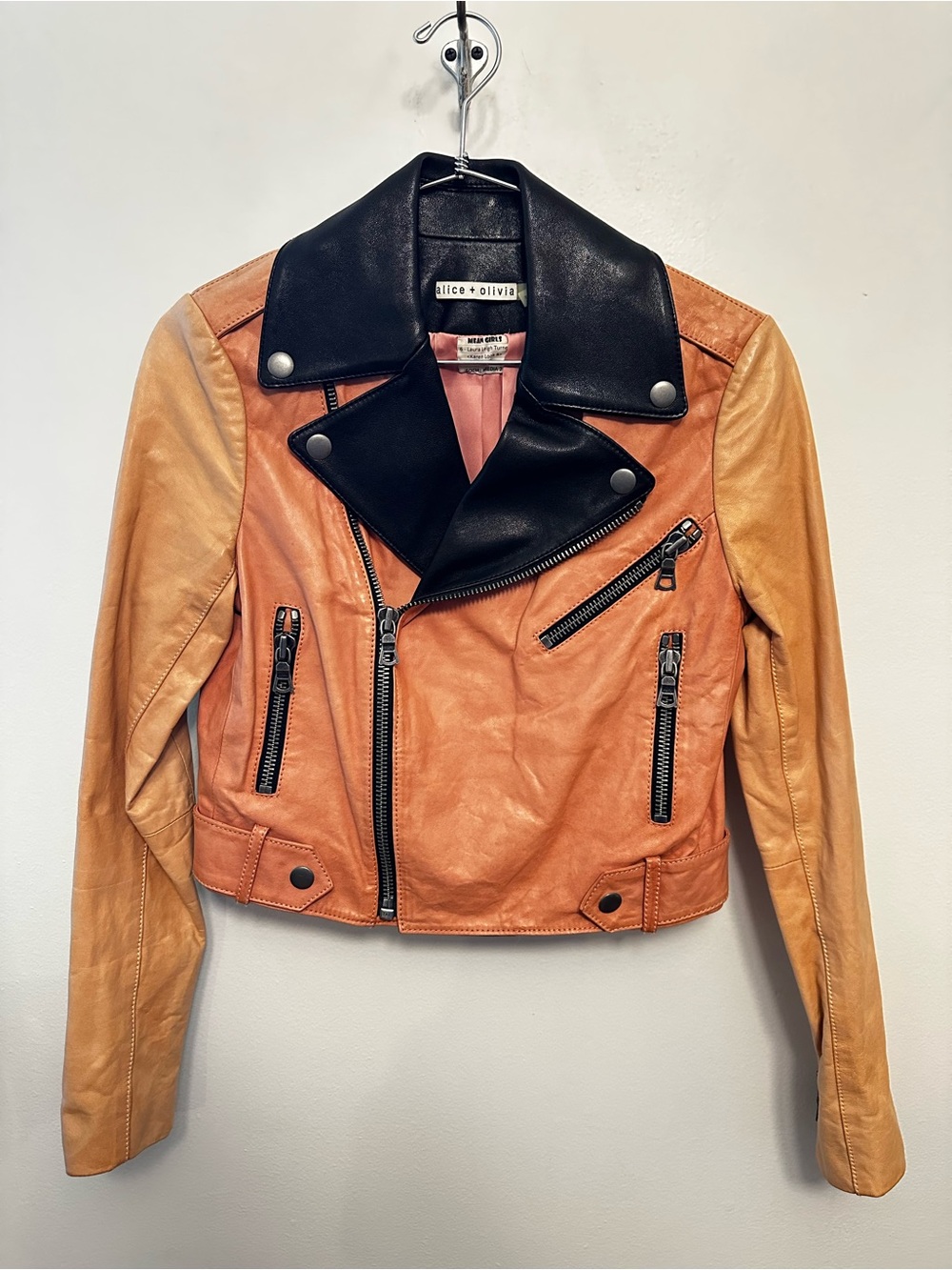 Alice + Olivia Colorblock Leather Jacket Worn in Mean Girls Broadway Play